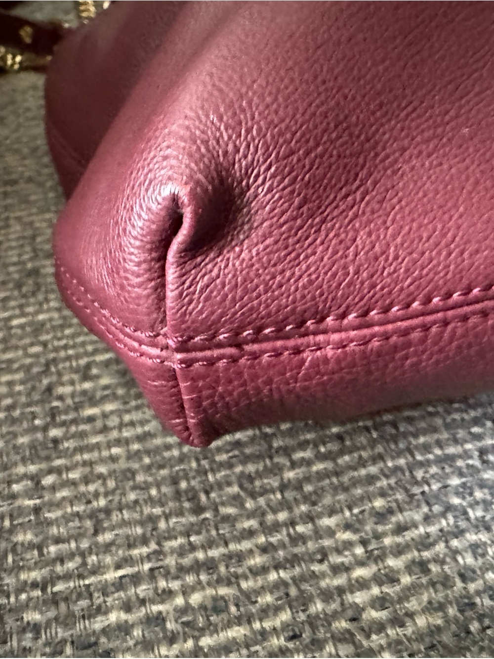 Michael Kors Jet Set Large Chain Tote Burgundy/Wine Pebbled Leather Shoulder Bag - Picture 8 of 11